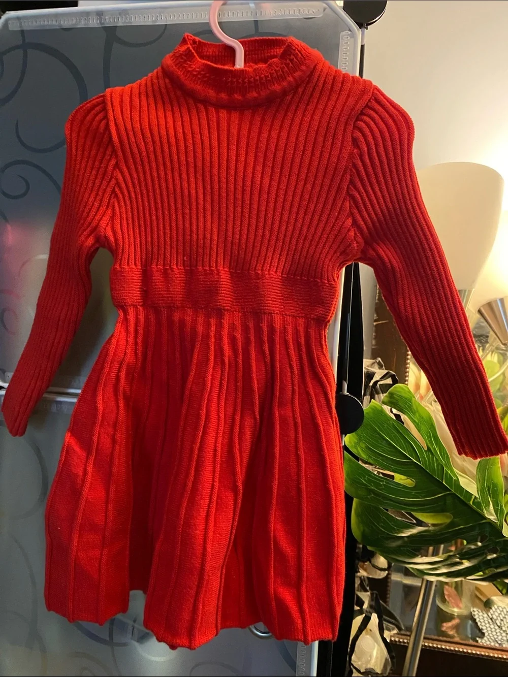 NWOT, Red Knit Long-Sleeve Girls Dress